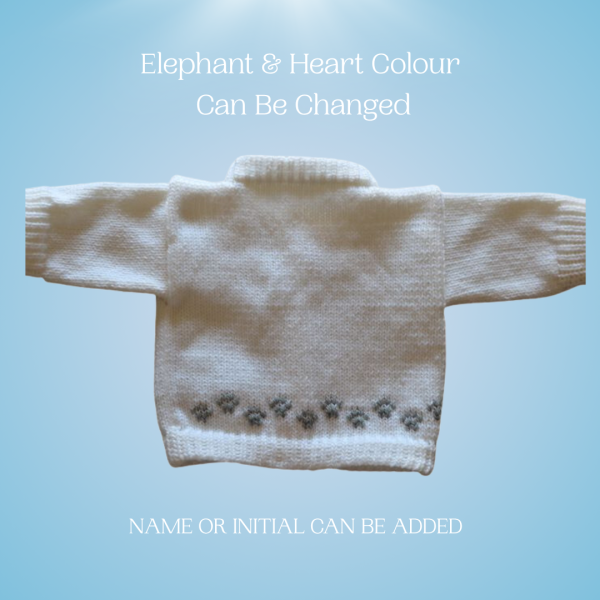 Elephant Baby Sweater, Handmade Knitted Baby Sweater, Personalized Baby Sweater