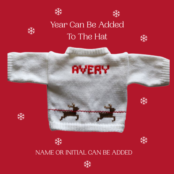 Reindeer Baby Sweater, Handmade Knitted Baby Sweater, Personalized Baby Sweater
