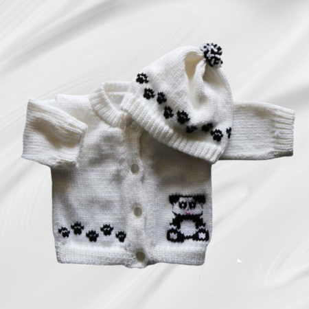 Panda Baby Sweater, Handmade Knitted Baby Sweater, Personalized Baby Sweater