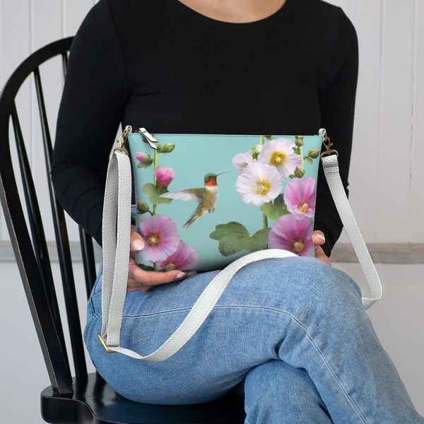 Hummingbirds & Hollyhocks Crossbody Bag