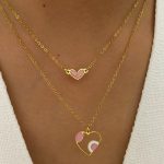 Big Pink Heart Enamel Necklace | 18K Gold Plated | Waterproof