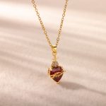 Sacred Heart Cross Pendant Necklace | 18K Gold Plated
