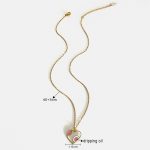 Big Pink Heart Enamel Necklace | 18K Gold Plated | Waterproof