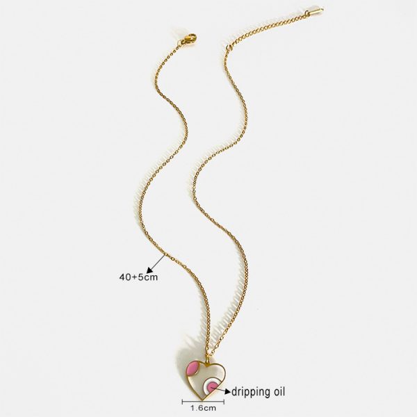 Big Pink Heart Enamel Necklace | 18K Gold Plated | Waterproof