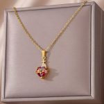 Sacred Heart Cross Pendant Necklace | 18K Gold Plated