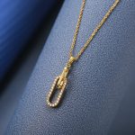 18K Gold Plated Paperclip Link Necklace with Cubic Zirconia Pendant
