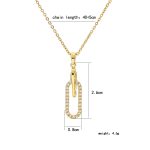 18K Gold Plated Paperclip Link Necklace with Cubic Zirconia Pendant