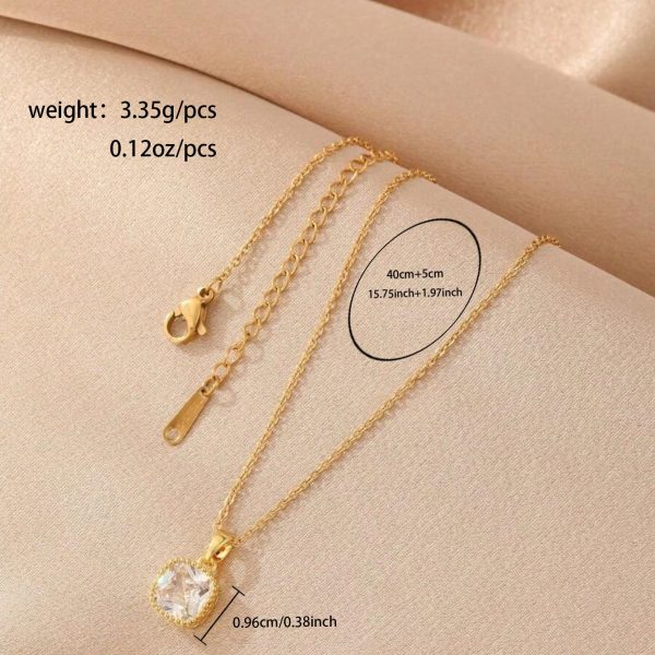 18k Gold Plated Cushion-Cut Cubic Zirconia Solitaire Pendant Necklace | Diamond-Look