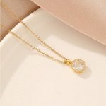 18k Gold Plated Cushion-Cut Cubic Zirconia Solitaire Pendant Necklace | Diamond-Look
