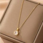 18k Gold Plated Cushion-Cut Cubic Zirconia Solitaire Pendant Necklace | Diamond-Look