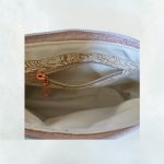White Patterned Cork Fabric, rose gold hardware.