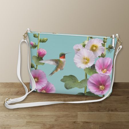 Hummingbirds & Hollyhocks Crossbody Bag