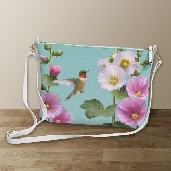 Hummingbirds & Hollyhocks Crossbody Bag