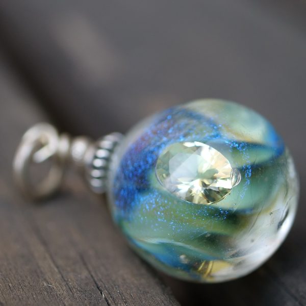 Blue Helix - Crystal Necklace, Glass Pendant, Magical Fantasy Jewellery