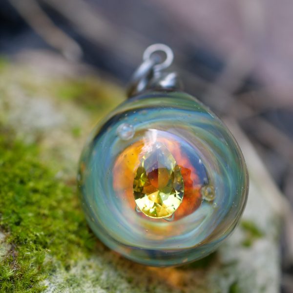 Sylphic Sunstone - Crystal Necklace, Glass Pendant, Magical Fantasy Jewellery
