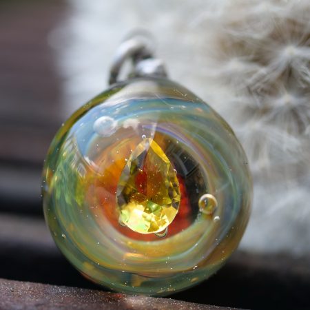 Sylphic Sunstone - Crystal Necklace, Glass Pendant, Magical Fantasy Jewellery