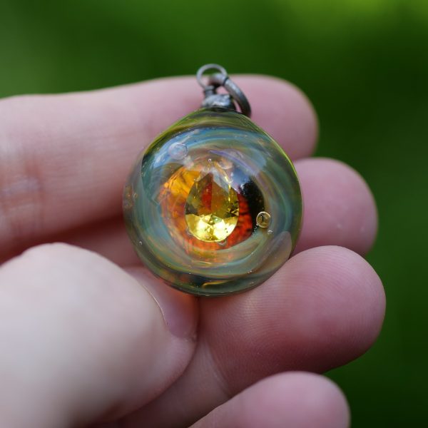 Sylphic Sunstone - Crystal Necklace, Glass Pendant, Magical Fantasy Jewellery