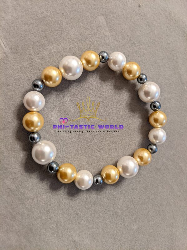 Gold, White & Black Pearl Bracelet