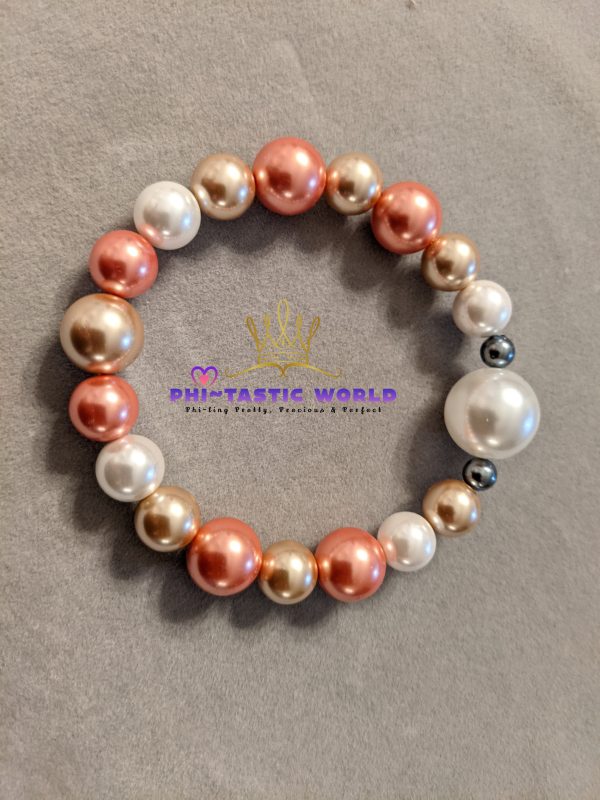 Large White Pearl Charm & Colourful Pearl Bracelet