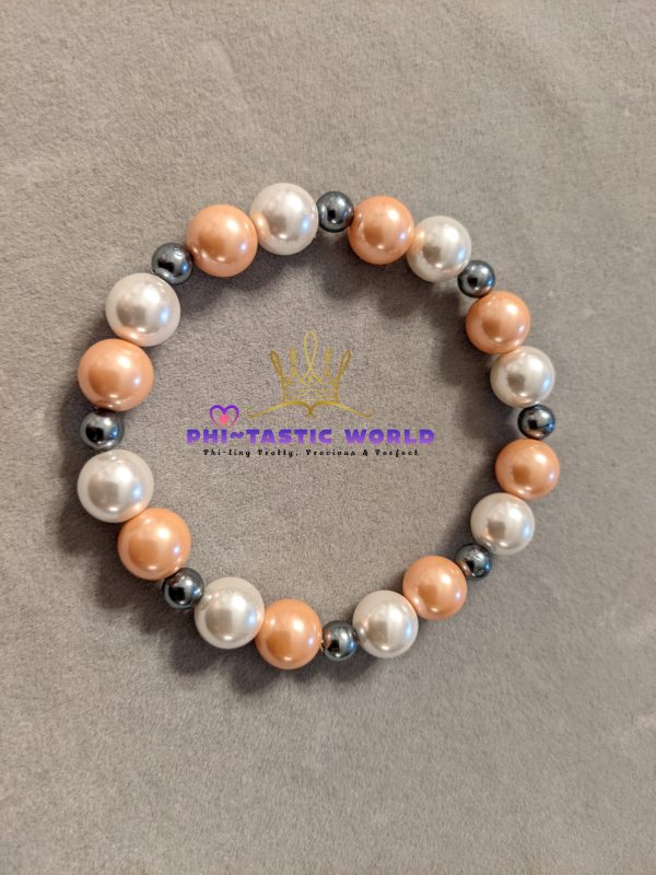 Peach + White + Black Pearl Bracelet