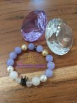 Black Crown + Lavender Crystals + Gold & White Pearl Bracelet