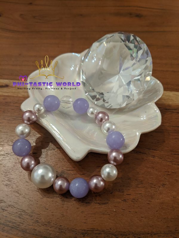 Lavender & Clear Crystals + Purple & White Pearl Bracelet