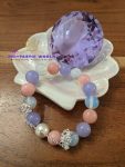 Butterfly Charm + Lavender/Pink/Opal Crystals + White Pearl Bracelet