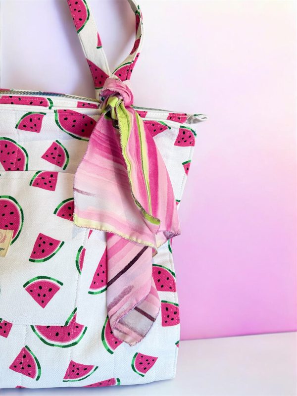 Watermelon Print Tote Bag | Summer Shoulder Bag | Cute Fruit Pattern Handbag | Beach Picnic Bag