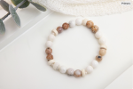 Mexican Morado Opal & Freshwater Pearl Stretch Bracelet — Wood Rondelles