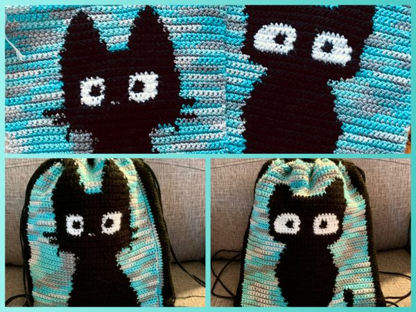 Drawstring Bag | Crochet Backback with Durable Lining