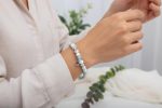 White Howlite & Larimar Bracelet with Aquamarine Birthstone