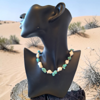 Handcrafted Turquoise & Pearl Choker: Southwestern Charm