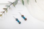 Mosaic Quartz & Deep Blue Apatite Dangle Earrings — Sterling Silver