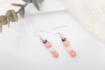 Rhodochrosite & Freshwater Pearl Dangle Earrings — Hematite Rondelles & Sterling Silver Hooks