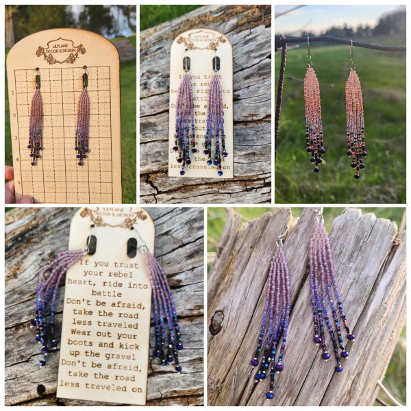 Twilight Amethyst Ombre Beaded Fringe Earrings