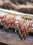 Golden Cloud Rainbow Fringe Earrings – Colorful Beaded Raindrop Dangles for Pride & Joy