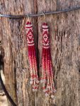 Sparkling Red and Pink Ombre Beaded Fringe Earrings with Crystal Accents