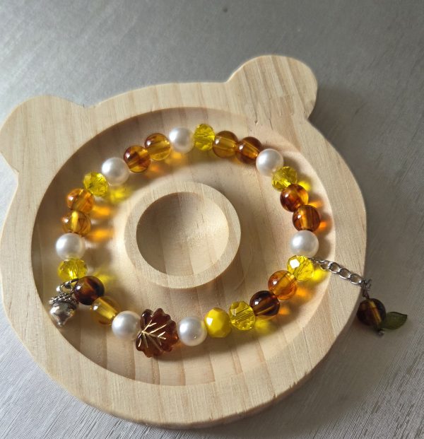 Autumn Harvest Amber & Pearl Beaded Bracelet – Warm Artisan Jewelry
