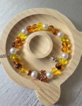 Autumn Harvest Amber & Pearl Beaded Bracelet – Warm Artisan Jewelry