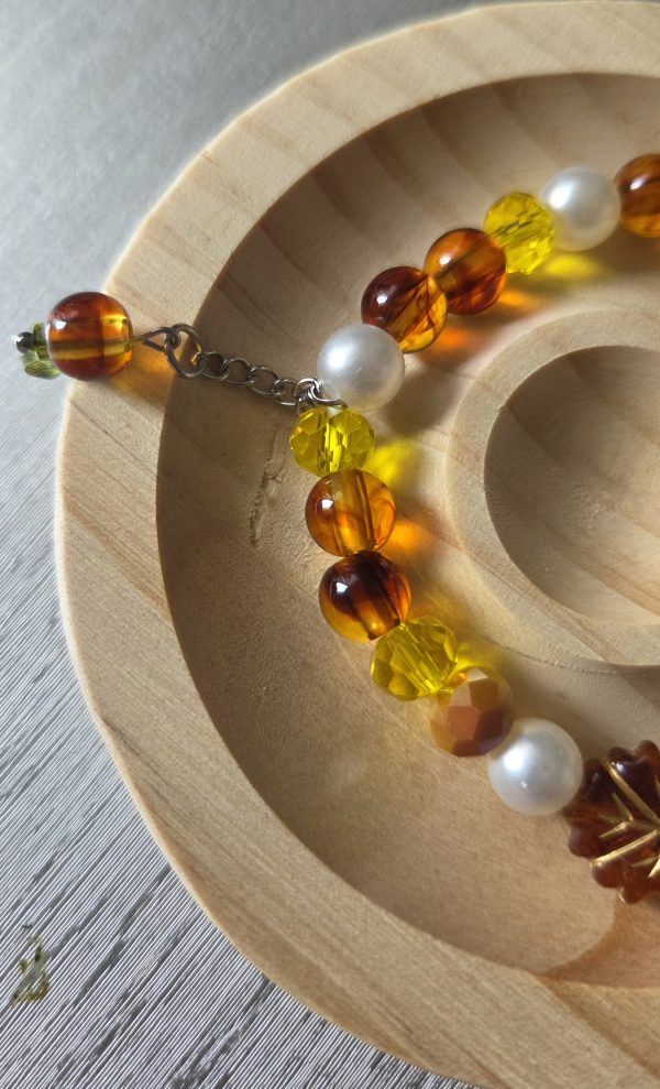 Autumn Harvest Amber & Pearl Beaded Bracelet – Warm Artisan Jewelry