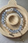 Blue & Clear Crackle Bead "Love" Bracelet – Whimsical Romantic Jewelry