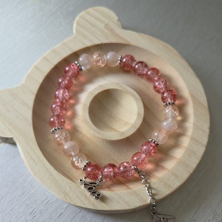 Rose & Blush Crackle Bead “Love” Bracelet