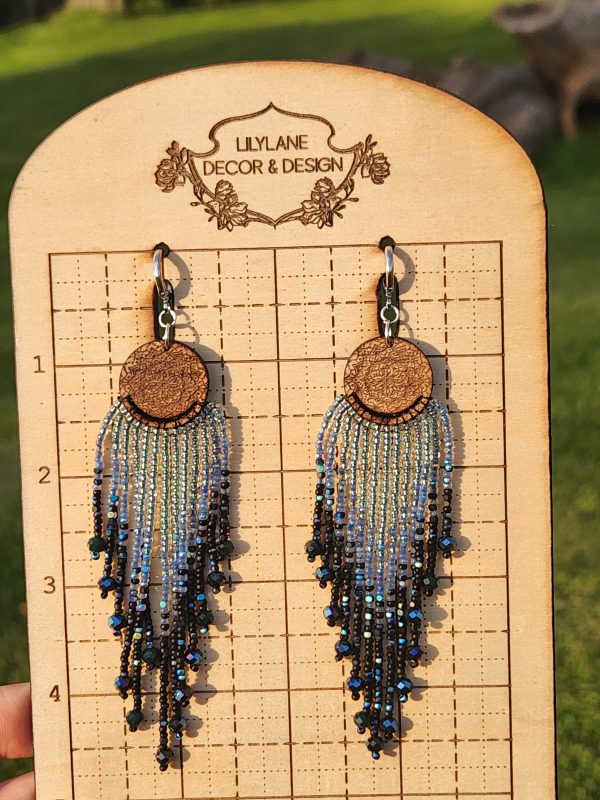 Celestial Midnight Beaded Fringe Earrings