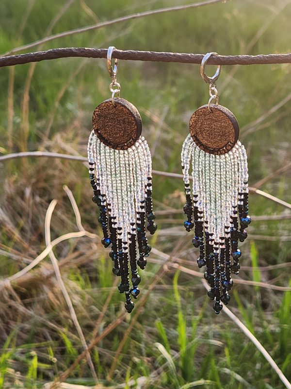 Celestial Midnight Beaded Fringe Earrings
