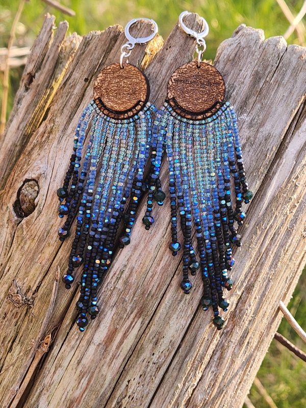 Celestial Midnight Beaded Fringe Earrings