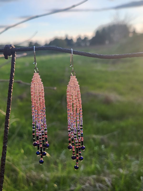 Twilight Amethyst Ombre Beaded Fringe Earrings