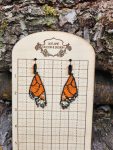 Handcrafted Monarch Butterfly Wing Beaded Fringe Earrings