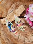 Bluebird in a Spring Garden Hand-Beaded Fringe Earrings
