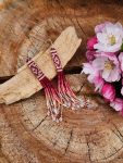 Sparkling Red and Pink Ombre Beaded Fringe Earrings with Crystal Accents