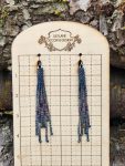Iridescent Blue Seed Bead Fringe Earrings